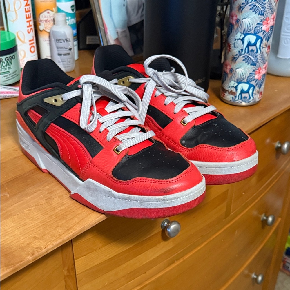 Puma Stylish Red and Black Sneakers